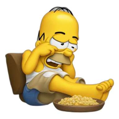 Homer eats his foot sticker