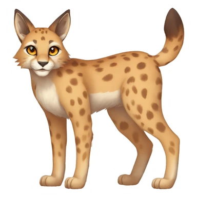 Anthro Beige-Orange-Brown Spotted Fur-Sona-Fakemon Lynx-Caracal Full Body sticker