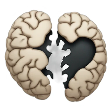 A brain with a black broken heart‌ sticker