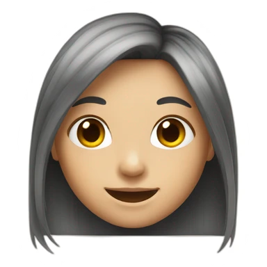 a girl with long har and a smile sticker