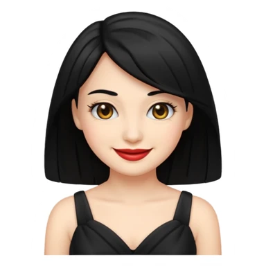“Emoji girl, femme fatale, black hair. megan fox vibes black dress sticker