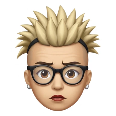 extreme mohawk person face headband glassess excessive makeup sticker