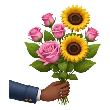 Black Male hand give a bogue of flowers sticker