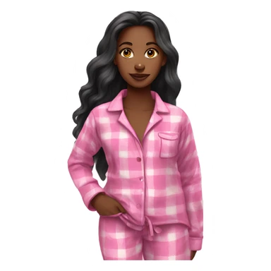 Beautiful black woman long hair pink flannel pajamas sticker