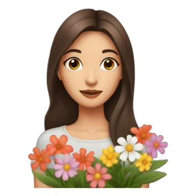 brunette girl smells flowers sticker