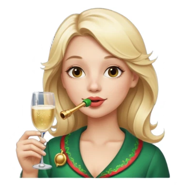 A beautiful girl with blonde hair with a festive pipe in her mouth sticker