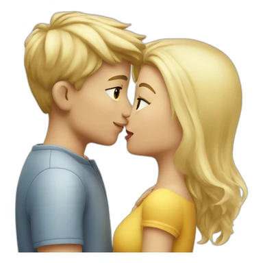 a blonde girl kissing blond europeen boy sticker