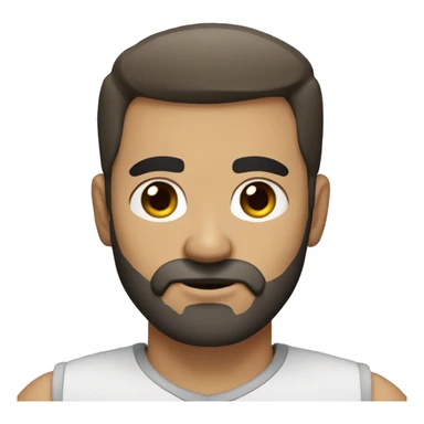 white man, with olive skin, bold with a full black beard with some grays, strong eyebrows, dark-brown eyes sticker