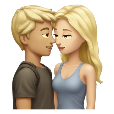 blonde girl ang blonde boy kiss sticker