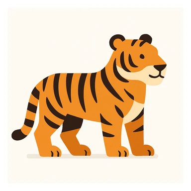 flat design style tiger white background sticker