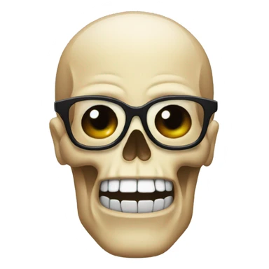 a skull emoji mixed with nerd emoji sticker