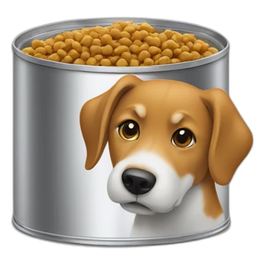 Apple logo wearing a tin of dog food sticker