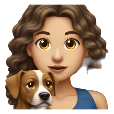 Brunette wavy hair girl with pit bull dog in Ames sticker