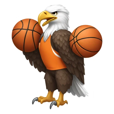 Bald eagle wearing orange and white basketball jersey sticker