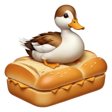 duck made of gluten emerging from a loaf of bread sticker