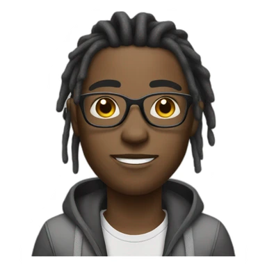 Black person with shorts dreads locks black eyes and grey glasses sticker