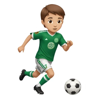 Brown hair 6 years old boy running playing soccer wearing celtic uniform ( jersey) and is number 17 in the jersey ! Number 17  sticker
