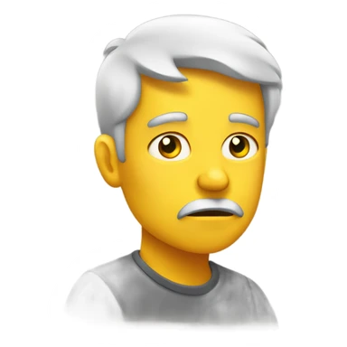 Yellow face, furrowed eyebrows, hand on chin, thinking expression. 🤔 sticker