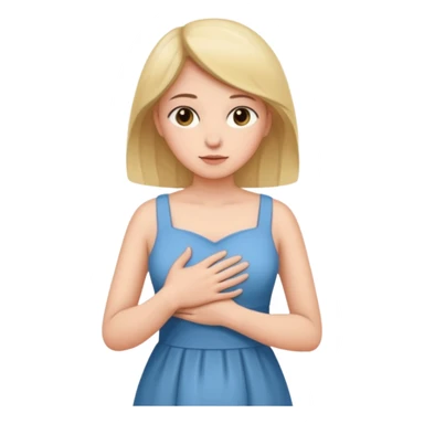 the woman holds one hand on her chest and the other on her stomach sticker