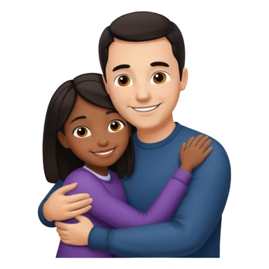 A black daughter hugging her white dad sticker