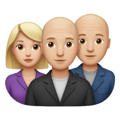 Two blonde women and a man with bald head sticker