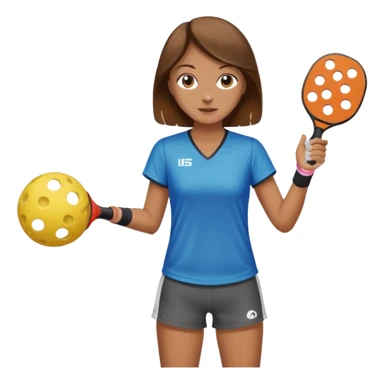 Girl with brown hair playing pickleball sticker