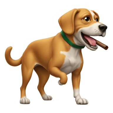 Dog smoking cigar kicking a football sticker