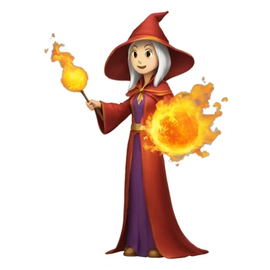 female wizard casts fireball sticker
