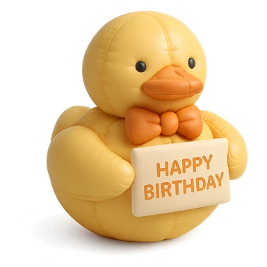 duck with bowtie holding birthday card sticker