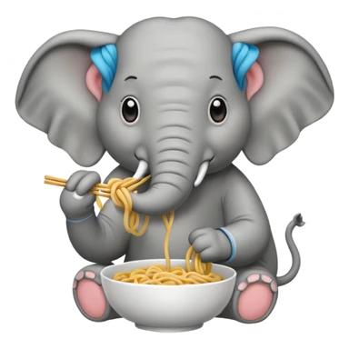 elephant eating noodle sticker