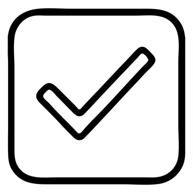 simple icon of a blue square with a white tick in the middle sticker