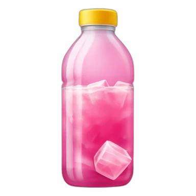 cristaline little plastic bottle with pink drink and ice cubes sticker