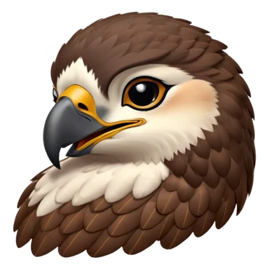 Meme-Worthy Cute Sleeping Hawk Portrait Emoji, Head resting peacefully with a contented smile, showcasing a robust, agile form with eyes gently closed in serene slumber and a subtly curved beak, Simplified yet adorably endearing features, highly detailed, glowing with a soft, drowsy light, high shine, relaxed and utterly lovable, stylized with an air of playful laziness, soft glowing outline, capturing the essence of a sleeping hawk that feels destined to become the next viral icon of adorable rest! sticker