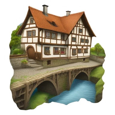 Fachwerkhäuser straßburg mit vielen sichtbaren holzbalken und einem Fluss davor  sticker