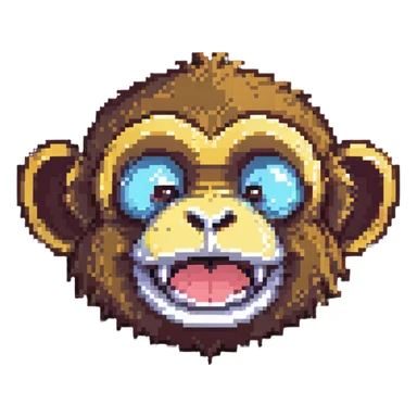 pixel art of a laughing monkey sticker