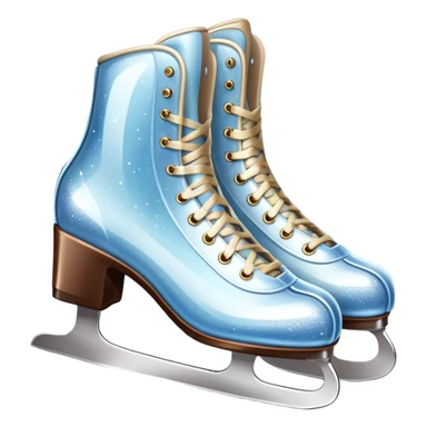 An icon showing elegant figure skates and a sparkling dress in close-up on an ice rink. The background features a graceful arena with soft lights reflecting on the smooth ice. Transparent background highlights the beauty, style, and artistry of figure skating. sticker