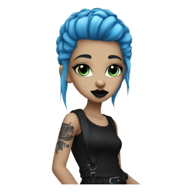 punk girl blue hair black lipstick blue eyes dark clothes sticker