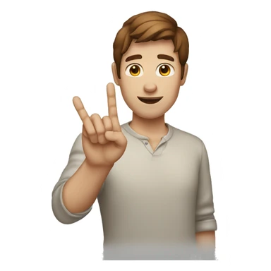 white skin  MAN with BROWN hair showing THREE fingers up on her one hand sticker