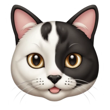 a black and white chat, with mustache birthmark in the mouth sticker