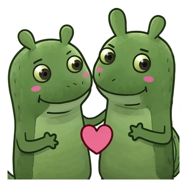Two Happy Cactus best friends with heart eyes in a pot sticker