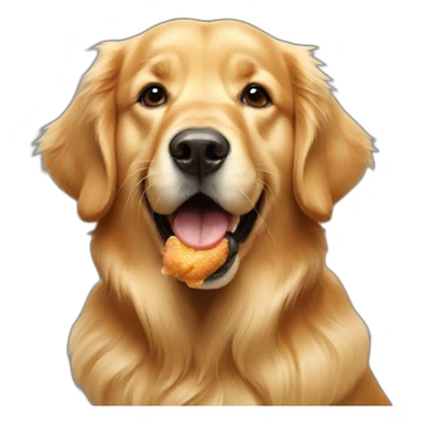 Golden retriever eating chicken sticker