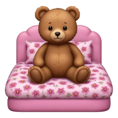 Brown Teddy bear in pink bed sticker