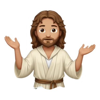 John the Baptist with wavy hair, saintly robes, standing in water, emoji style sticker