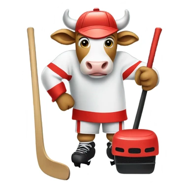 cow playing hockey sticker