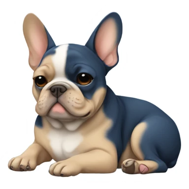 dark blue and tan french bulldog sleeping  sticker