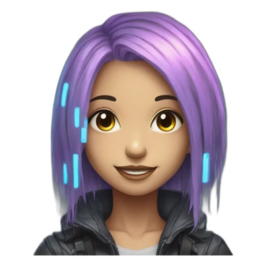 Cute girl face smiling cyberpunk art style  sticker