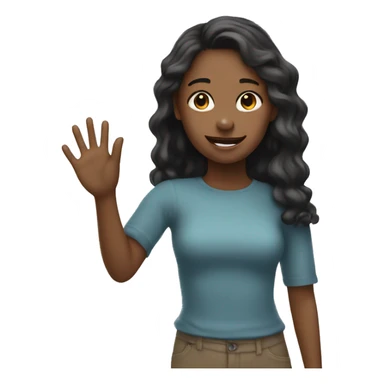 girl saying hello with the hand sticker