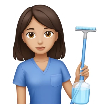 Brunette e girl cleaning for hospital sticker