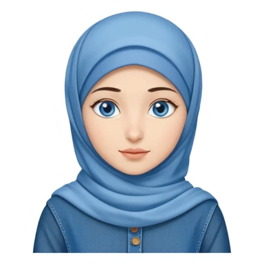 Turkish beautiful finish Konya girl blue eyes with denim hijab dress on ramadan background  sticker