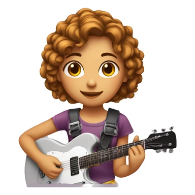 Menina cabelo curto enrolado tocando Guitarra  sticker